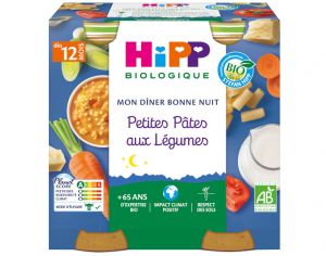 HIPP Mon Diner Bonne Nuit - 2 x 250 g Petites p�tes aux l�gumes - 12M