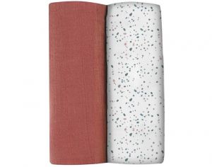 BEABA Langes XXL en Coton bio - Boite de 2 - 120 x 120 cm Terrazzo