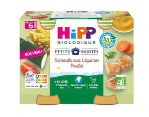 HIPP Les Petits Mijot�s - 2 x 190 g Semoule aux L�gumes Poulet - 6M