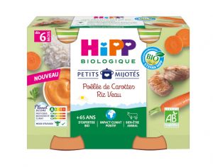 HIPP Les Petits Mijot�s - 2 x 190 g Po�l�e de Carottes Riz Veau - 6M