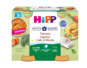 HIPP Les Petits Mijot�s - 2 x 190 g Fettucine L�gumes Colin d'Alaska - 8M