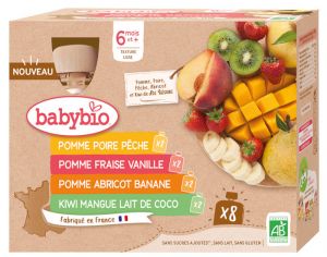 BABYBIO Multipack Gourdes de Fruits - 8x90g - D�s 6 mois
