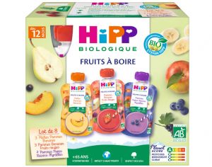 HIPP Gourdes Fruits � Boire Multipack 3 Vari�t�s - 8 x 120 ml - D�s 12 mois