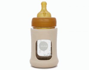 HEVEA Biberon en Verre Z�ro Plastique avec Housse de Protection - 150 ml Sable