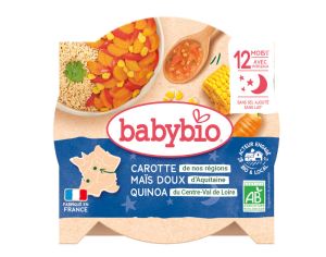 BABYBIO Mon p'tit Plat Assiette - 230 g ou 260 g Fondue de Carotte & Ma�s Doux au Quinoa - 12 M