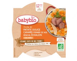 BABYBIO Mon p'tit Plat Assiette - 230 g ou 260 g Patate Douce Canard du Poitou �chalion - 12 M