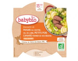 BABYBIO Mon p'tit Plat Assiette - 230 g ou 260 g Panais Petits Pois & Canard - D�s 15 M