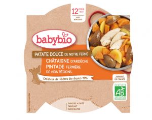 BABYBIO Mon p'tit Plat Assiette - 230 g ou 260 g Patate Douce Ch�taigne Pintade - D�s 12 M