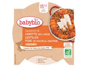 BABYBIO Mon p'tit Plat Assiette - 230 g ou 260 g Carotte Lentilles  Porc - D�s 15 M
