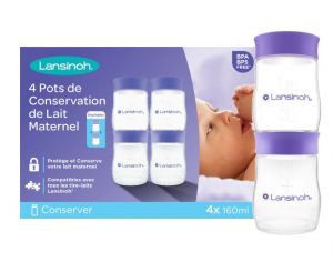 LANSINOH Pots de Conservation du Lait Maternel -  4 x 160 ml
