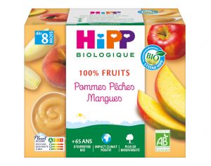 HIPP 100% Fruits - 4 x 100 g Pommes P�ches Mangues - 8M