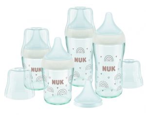 NUK Coffret Verre Perfect Match : 2 Biberons 120 ml et 2 Biberons 230 ml + T�tine U