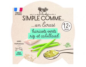 SIMPLE COMME Assiette - D�s 12 mois - 200 g Haricots Verts Cabillaud Riz