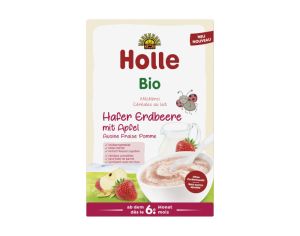 HOLLE C�r�ales au Lait, Avoine, Fraise et Pomme - D�s 6 mois - 125 g
