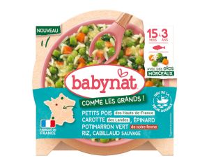 BABYNAT Assiette Comme les Grands - Petits Pois Carotte Potimarron Riz Cabillaud - D�s 15 mois