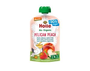 HOLLE Gourde Pelican Peach - P�che, Fraise, Pomme et Avoine - 100g - D�s 6 mois