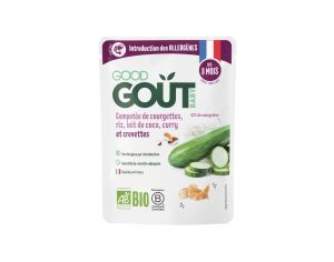 GOOD GOUT Compot�e de courgettes, riz, lait de coco, curry et crevettes 190g - D�s 8 mois