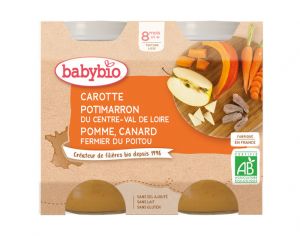 BABYBIO Petits Pots Menu du Jour - 2x200g - D�s 8 mois Carotte, Potimarron, Pomme & Canard Fermier - 8 mois
