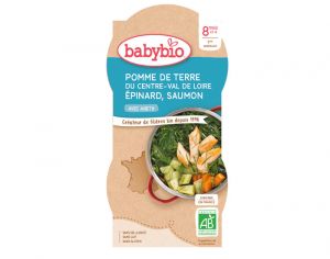 BABYBIO Bols Menu du Jour - 2 x 200 g Pomme de Terre - �pinards - Saumon - 8 Mois
