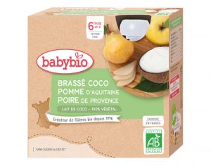 BABYBIO Gourde Brass� V�g�tal - 4x85 g - D�s 6 mois