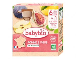 BABYBIO Gourdes - 4x90g - D�s 6 mois Pomme - Figue de Provence