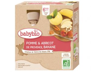 BABYBIO Gourdes - 4x90g - D�s 6 mois Pomme - Abricot - Banane