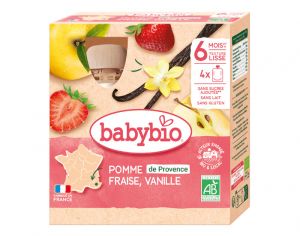 BABYBIO Gourdes - 4x90g - D�s 6 mois Pomme - Fraise - Vanille