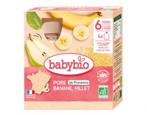 BABYBIO Gourdes - 4x90g - D�s 6 mois Poire - Banane - Millet