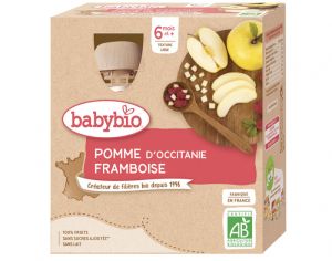 BABYBIO Gourdes - 4x90g - D�s 6 mois Pomme - Framboise