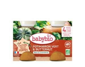 BABYBIO Mes l�gumes - 2x130g D�s 4 mois - Potimarron Vert et Butternut
